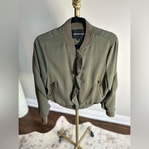Green Bomber Jacket with Zipper Size Small